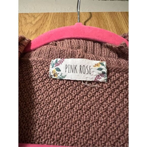 Pink Rose Mauve Cardigan Woman’s Size Small 100% Acrylic- Hole See photo/ Descri - Picture 8 of 14